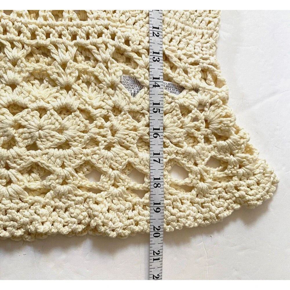 Zara Limited Edition Crochet Tank Top Womens Size Large Cream Acrylic Peplum NWT - Picture 14 of 14